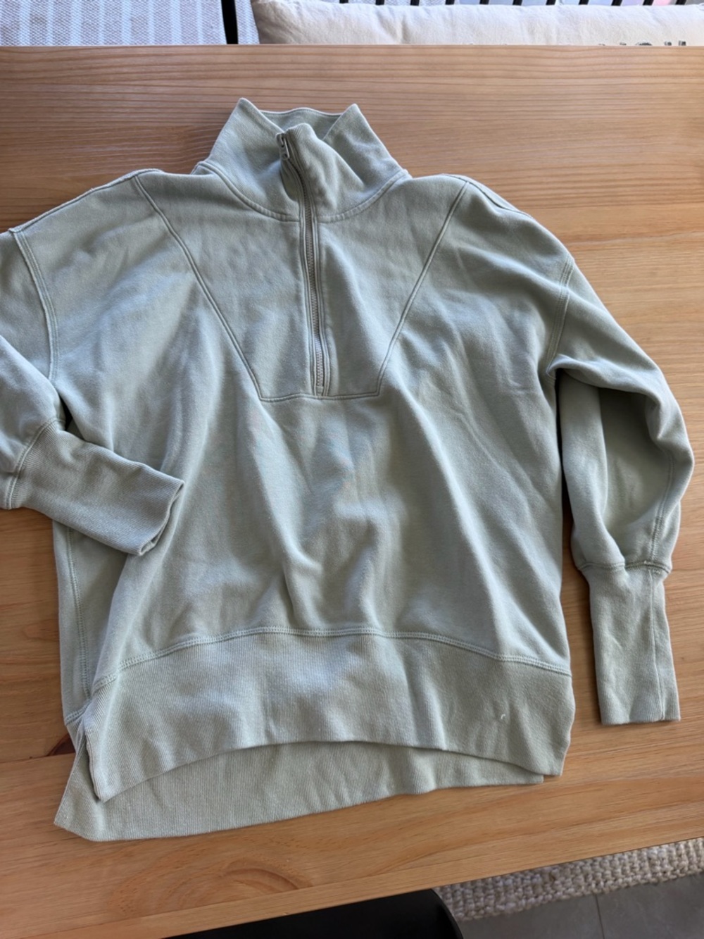 Light Sage Half-Zip Pullover Sweatshirt